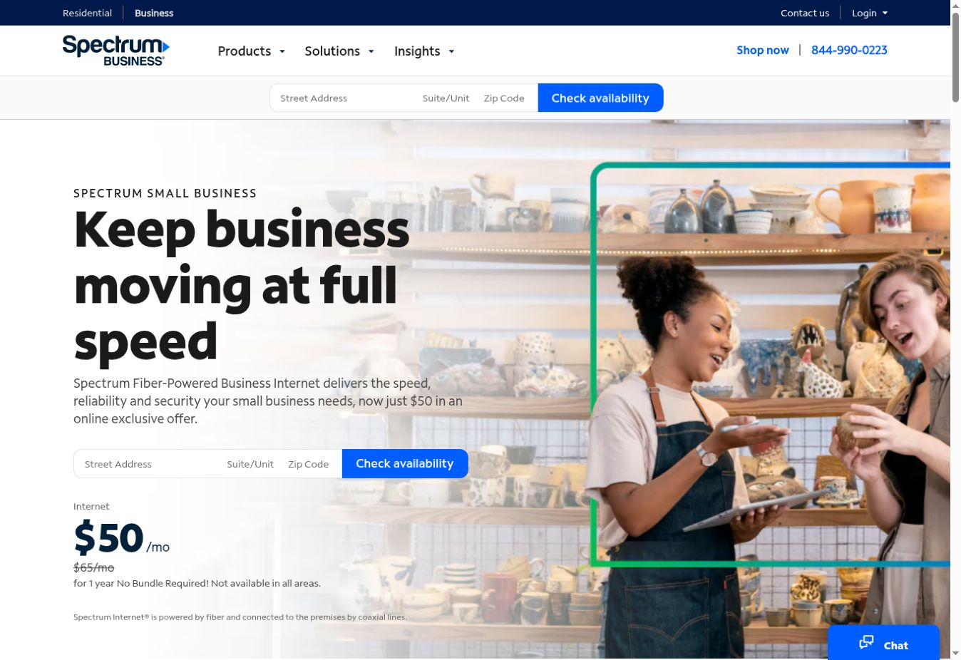 Spectrum Small Business homepage